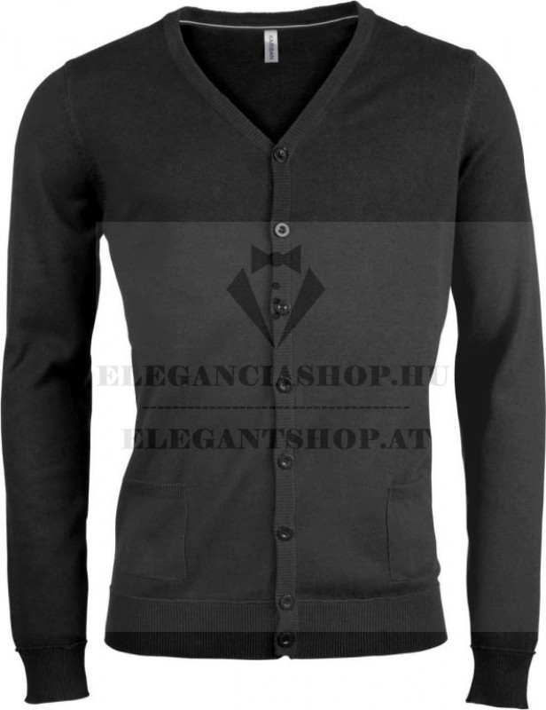                                            Férfi pamut gombos kardigán - Fekete Férfi pólók,pulóverek